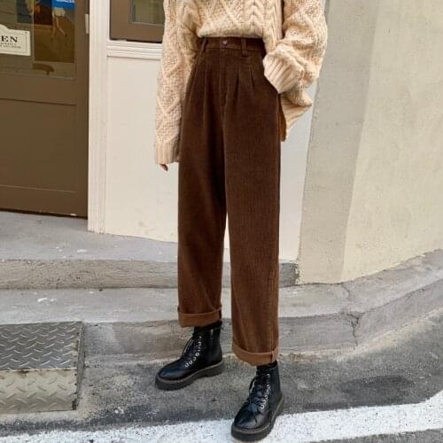 Spring and autumn straight pants retro 2021 new loose wide leg pants womens high waist slim pants versatile casual pants