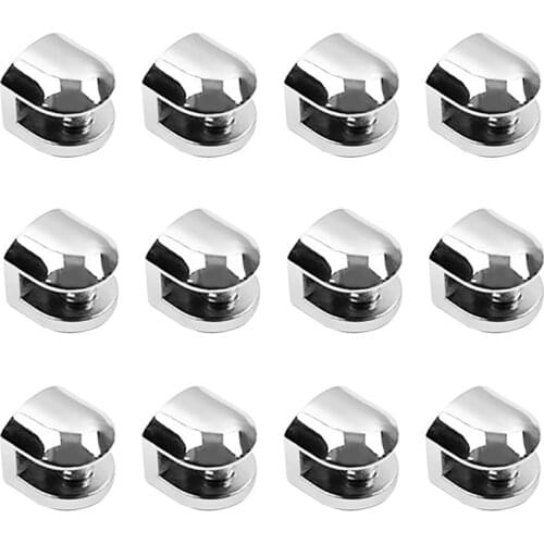 12Pcs Glass Brackets Adjustable Zinc Alloy Glass Clip Shelf Clamp Holder Flat Back Mount Holder for Staircase Handrail Retail