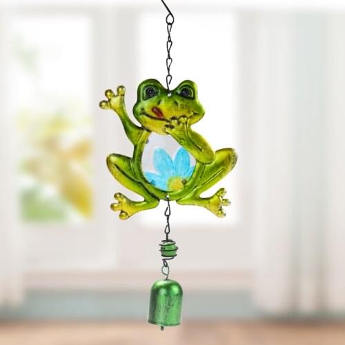 Retro Frog Wind Chimes Garden Yard Porch Balcony Lucky Metal Glass Painted Hanging Bell Home Decor Room Decoration Accessories