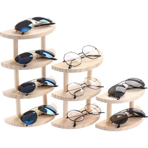 Luxury Jewelry Stand 1-4 Layers Options Bamboo Sunglasses Stand Glasses Display Jewelry Holder Bracelet Watches Show Product