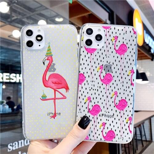 Pink red Flamingo bird Leaf TPU phone case for iPhone 12PRO 11PRO MAX 8 7 6 6S Plus X XS MAX XR Soft iphone 12mini Back Cover