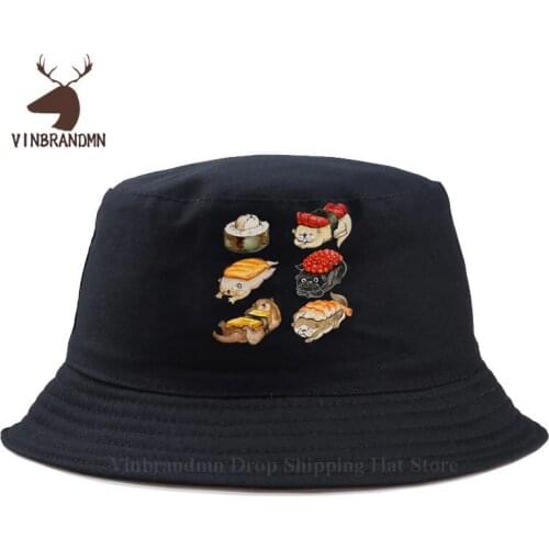 Sushi Otter Japan Anime Fishing hat Mens High Quality Aesthetic Cotton Cool Vintage sun hats Harajuku Hombre cool Baseball caps