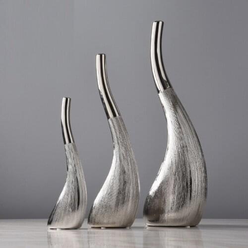 Modern Simple Creative Silver Curved Bottle Light Luxury TV Cabinet Decoration Living Room Model Home Furnishing Crafts Bottles