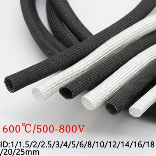 Fiberglass Tube 1mm ~ 40mm 600 Deg.C High Temperature Chemical Glass Fiber Braided Sleeve Soft Wire Tubing Protector White