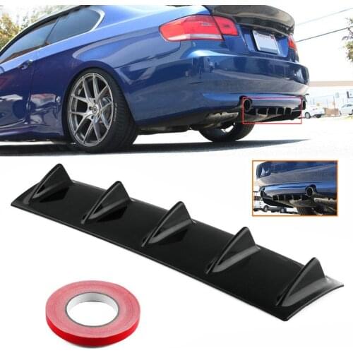 Universal Car Rear Bumper Lip Diffuser 5/3 Fin Gloss Shark Fin Style Back Bumper Spoiler Lip Splitter Car-Styling ABS Plastic