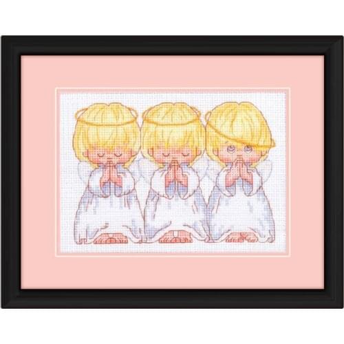 Print Cross Stitch T968 Home Hand Embroidery Ornaments Cute Cartoon Three Praying Little Angel Fishxx Sewing
