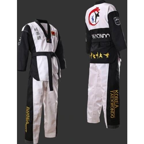 Top Quality Colored Taekwondo Uniform for adult Children Teenagers Poomsae dobok red blue black tae kwon do clothes WTF approved