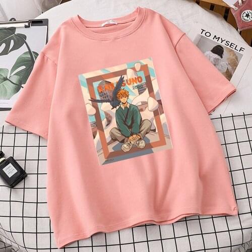 Women Hinata Haikyuu T Shirt Fukuronaki High School T Shirts Summer Harajuku Tshirts Oversized Short Sleeve Tee Round Neck Tops