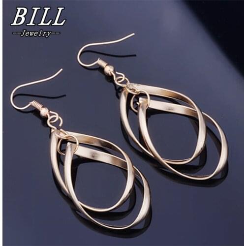 Hollow Leaf Rhombus Big Dangle Earrings For Women Long Drop Brincos Bijoux boucle d'oreille Twist Fashion Jewelry Earring