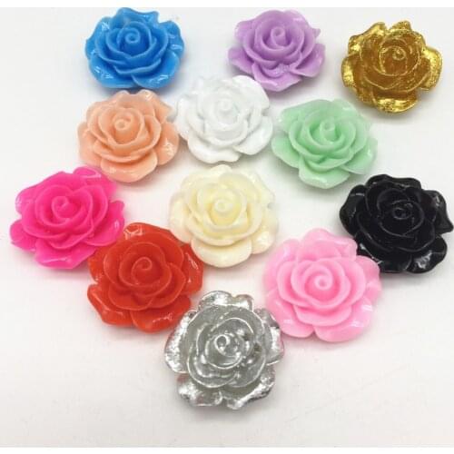 10pcs 19mm 11 Colors Rose Flowers Flatbacks Resin Cabochons Embellishments For Scrapbooking Cardmaking