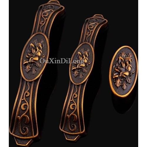 Retro Vintage 10PCS European Antique Carved Kitchen Door Furniture Handles Cupboard Drawer Wardrobe Cabinet Pull Handles & Knobs