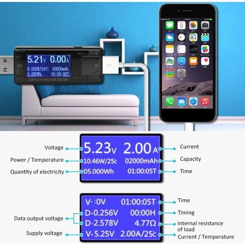 11 in 1 Electrical power USB tester Digital Voltmeter Ammeter Current Voltage Capacity Meter Energy Power Indicator Detector