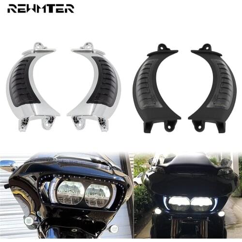 2xMotorcycle LED Side Marker Turn Signal Light Blinker Amber Running Lamp For Harley Touring FLTRX Road Glide 14-19 Ultra FLTRU