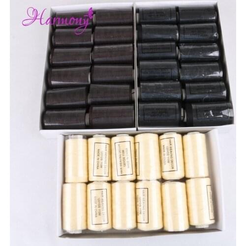3 box/lot black brown blonde cotton weaving thread hair weaving sewing thread for hair extension 3 color