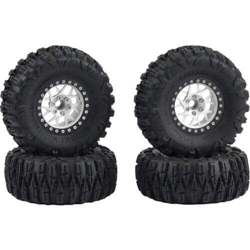 4Pcs 2.2Inch Beadlock Wheel Rim Tires Set for 1/10 RC Crawler Car Axial SCX10 RR10 Wraith Traxxas TRX4