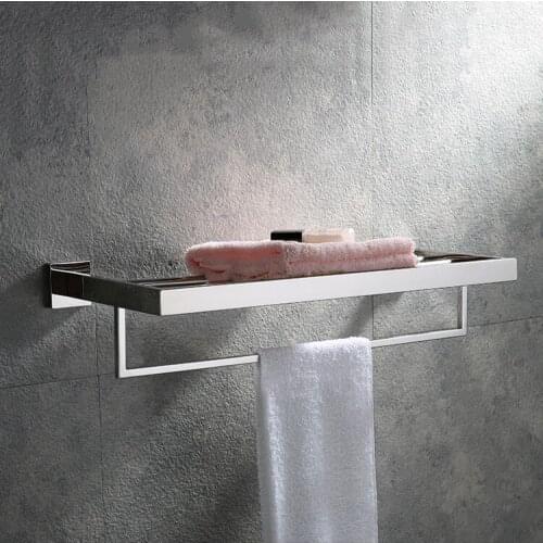 600*220*125mm Bathroom Bath Towel Rack with Double Towel Bar 24-Inch Wall Mount Shelf Rustproof Stainless Steel Brushed Finish