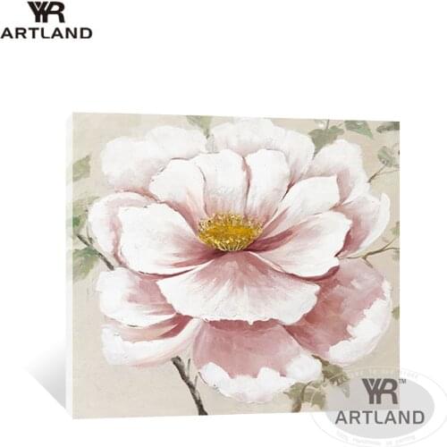 Abstract Hand-painted pink flowers with gold line wall poster hanging picture for living room bedroom home decoration no framed