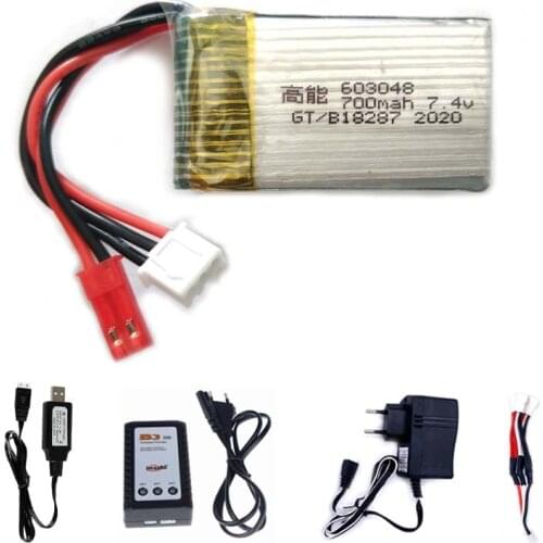 7.4V 700mAh Lipo Battery With B3 Charger Cable Rechargeable Battery For MJX X600 RC Hexacopter Quadcopter Drone Spare Parts