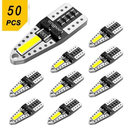 AUXITO 50x Canbus T10 W5W 194 168 Led Bulb Auto Car Interior Lighting Reading Dome Lamp 6000K White Car Led Bulbs DC12V 7020 SMD