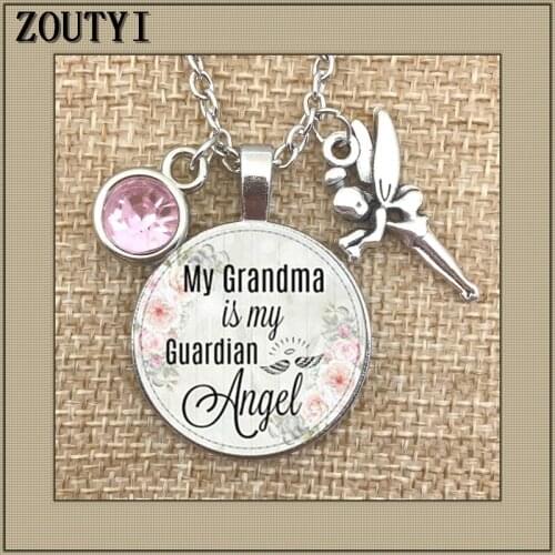 Grandma is my guardian angel, commemorating charm, in memory, losing grandma, commemorating the birthstone necklace