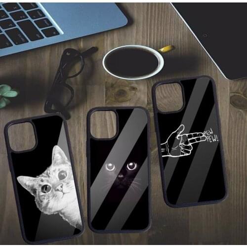 Black Cat Moon animal cute high quality Phone Case shell PC for iPhone 11 12 pro XS MAX 8 7 6 6S Plus X 5S SE 2020 XR