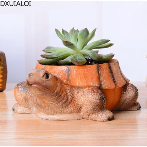 Personality creative resin tortoise flower pot animal decoration desktop balcony mini flower pot handicraft home decoration