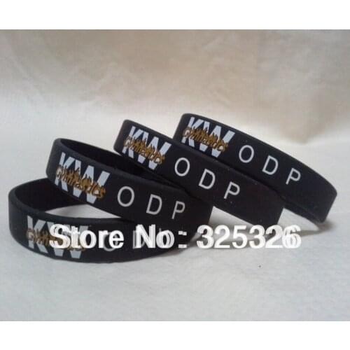 Two color printed silk screen band Cheap Custom Silicon Wristband with logo print ,rubber wristband