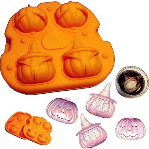 Ice Cube Tray Pumpkin Shape Chocolate Making Mold Halloween Silicone Ice Cream DIY Tool Whiskey Wine Cocktail Ice Cube