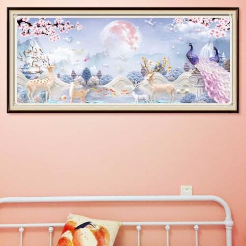 5D DIY Flower Diamond Painting Animal Scenery Moon Full Square Round Drill Peacock Deer Embroidery Cross Stitch Home Decoration