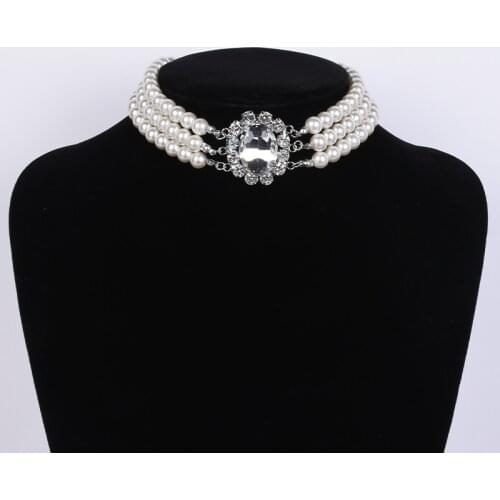 HOWAWAY Round Imitation Pearl Choker Necklace women necklace Choker 20s Flapper Necklace Accessories for Gatsby Themed Party