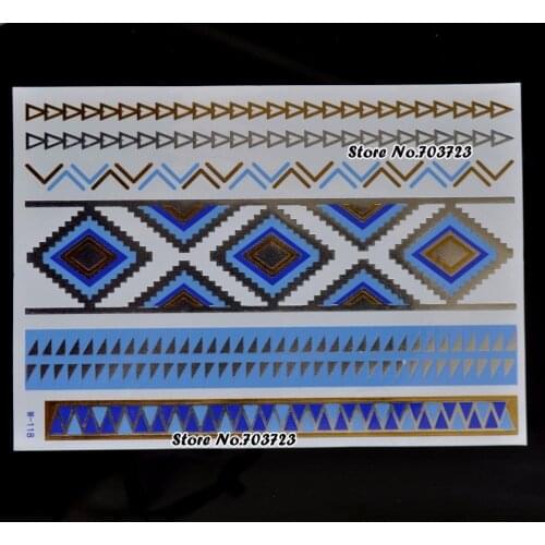 Beautiful Large Design Necklace Bracelet Metallic Body TATTOO Gold Silver 8 Type W-118