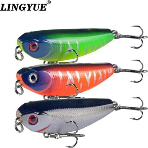 LINGYUE 1PCS Small Pencil Lure Topwater Hard Bait 55mm 5g Fishing Lure 8# Hooks Wobbler Plastic Crankbait Minnow Pesca For Bass