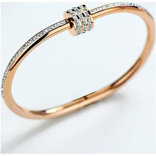 Stainless Steel Fashion Jewelry Lover Bracelets Femme Crystal Cuff Bracelet & Bangles For Women Men Pulseiras B0041