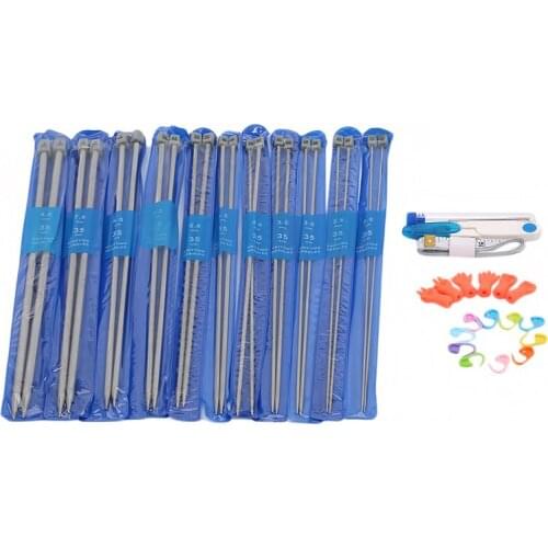 Stainless Steel Knitting Needles Set Double Pointed Crochet Hook Weave Sweater DIY Crafts Stitch Knitting Tool Supplies New 2020