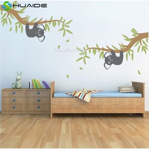 Tree Branches and Lovely Australia Koala Wall Sticker, DIY Home Decoration Wall Art Decor Wall Decal Custom Color Vinilos A590