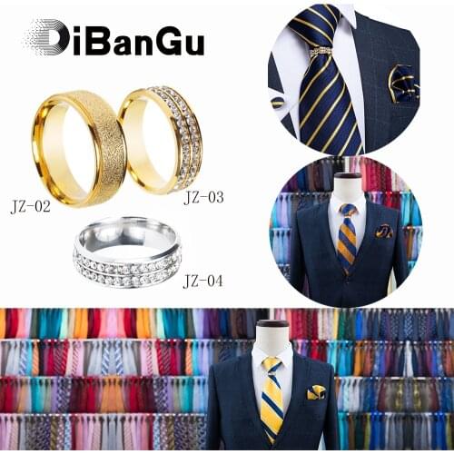 New Design Three Styles Fashion Men Tie Ring Gold Silver Metal Wedding Tie Ring For Men Tie DiBanGu Dropshipping JZ02-03-04