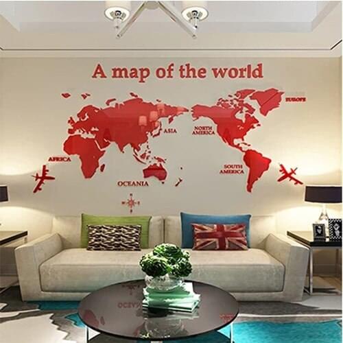 Diy Large Acrylic 3d Wall Sticker World Map For Office Living Room Tv Background Home Decoration Mirror Wallpaper
