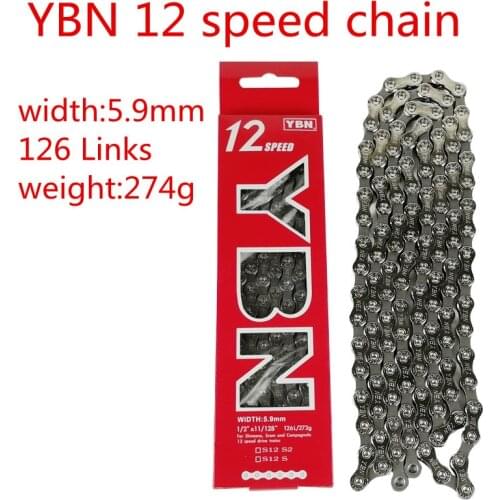 Original YBN S12 12 Speed Mountain Bike Chain MTB Road Bike Chain 126L With Magic Buckle 12s