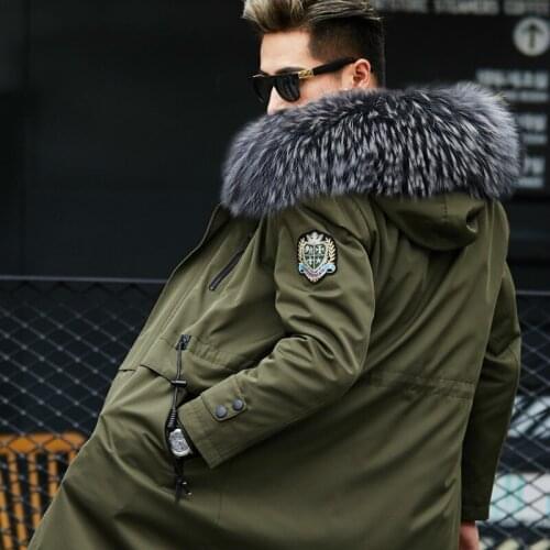 Real Fur Coat Natural Mink Fur Liner Raccoon Fur Collar Parka Men Streetwear Warm Parkas Plus Size Jackets Mink Fur Coat YY593