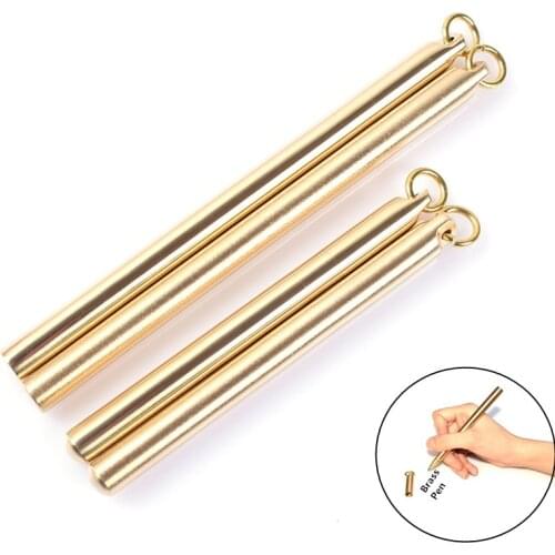 EDC Gift Retro Brass Gold Pen Pure Metal Pen By Hand Tactical Pen Copper Gift Pen Outdoor Survival Glass Breaker Camping Gear