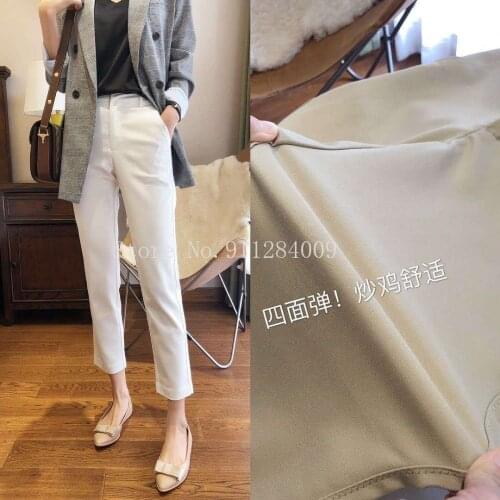 Different experience channel goods elastic human silk burst thin four side elastic suit pants female