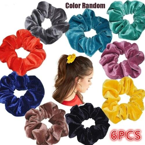 6pcs Velvet Band Scrunchie Elastic Hair Ties Headwear Rope Adult Hair Rope Hair Accessories Band Simple Hair Ties