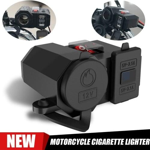Motorcycle Cigarette Lighter Socket Outlet 5V 2.1A Output Dual USB Charger Motorcycle Handlebar Phone Charger Digital Display