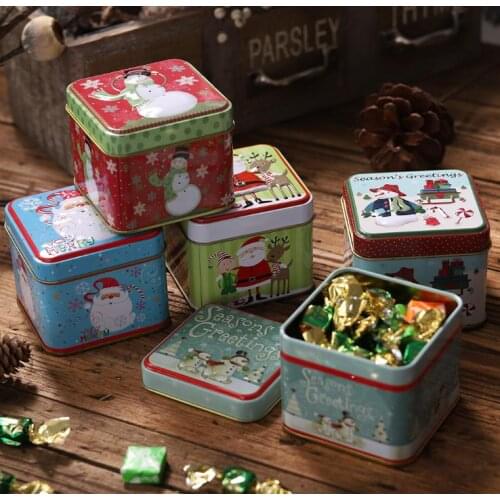 Christmas Mini Tin Box Sealed Jar Packing Xmas Candy Boxs Small Storage Cans Coin Earrings Jewelry Gift Case SN2512