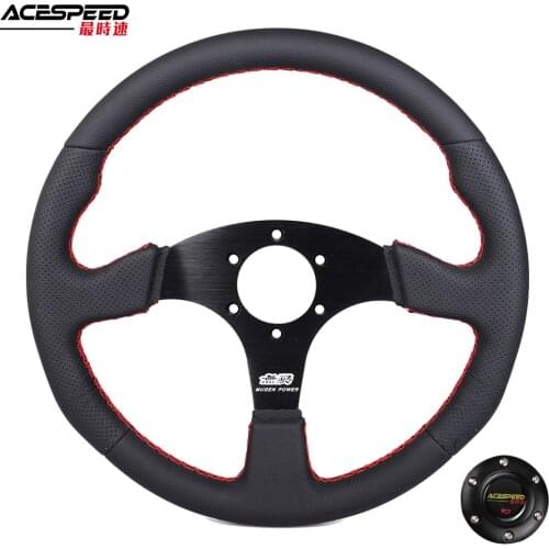 350mm Steering Wheel Mugen Flat Frame Leather Suede Drift Racing Simulated Game Karting 14inch Steering Wheel