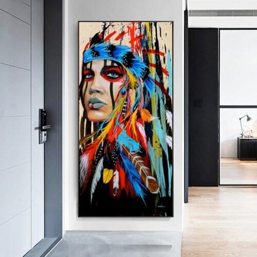 SELFLESSLY Canvas Painting Women Wear Feather Wall Pictures For Living Room Modern Art Prints and Posters Decorative Pictures