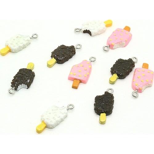 10pcs Resin Flatback Ice Cream Popsicle Earring Charms Cute Kawaii Food Pendant For Craft Phone Keychains Diy Jewelry Accessory