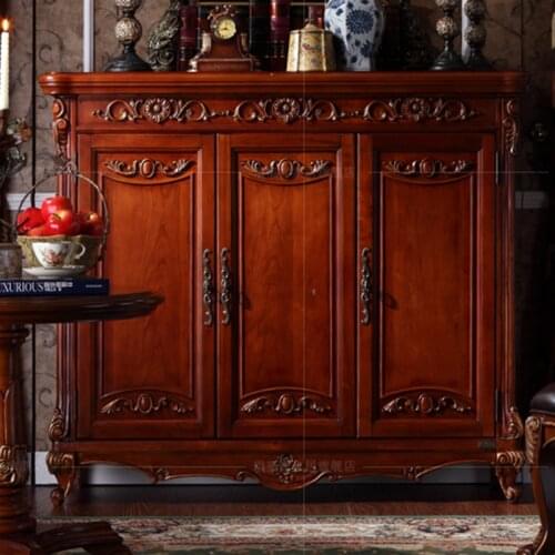 American solid wood household shoe cabinet with two doors European style three-door living room partition storage shoe cabinet