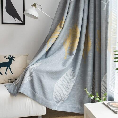 Modern High-end Pastoral Style Leaf Printing Cotton and Linen Curtains Spot Fresh and Simple Curtains for Living Room Bedroom