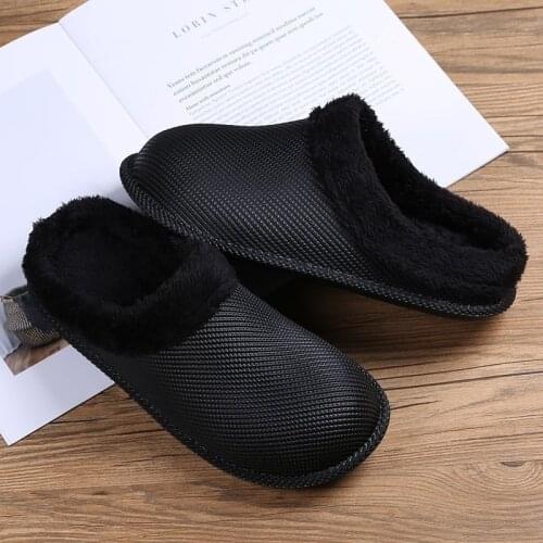 Men Women Slippers Winter Warm Cotton Waterproof Home Shoes Slip-On Soft Bottom Comfortable Indoor Plush Thick Ladies Slippers